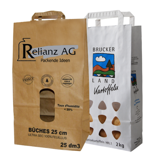 Paper bags w. handle f 5-15 kg